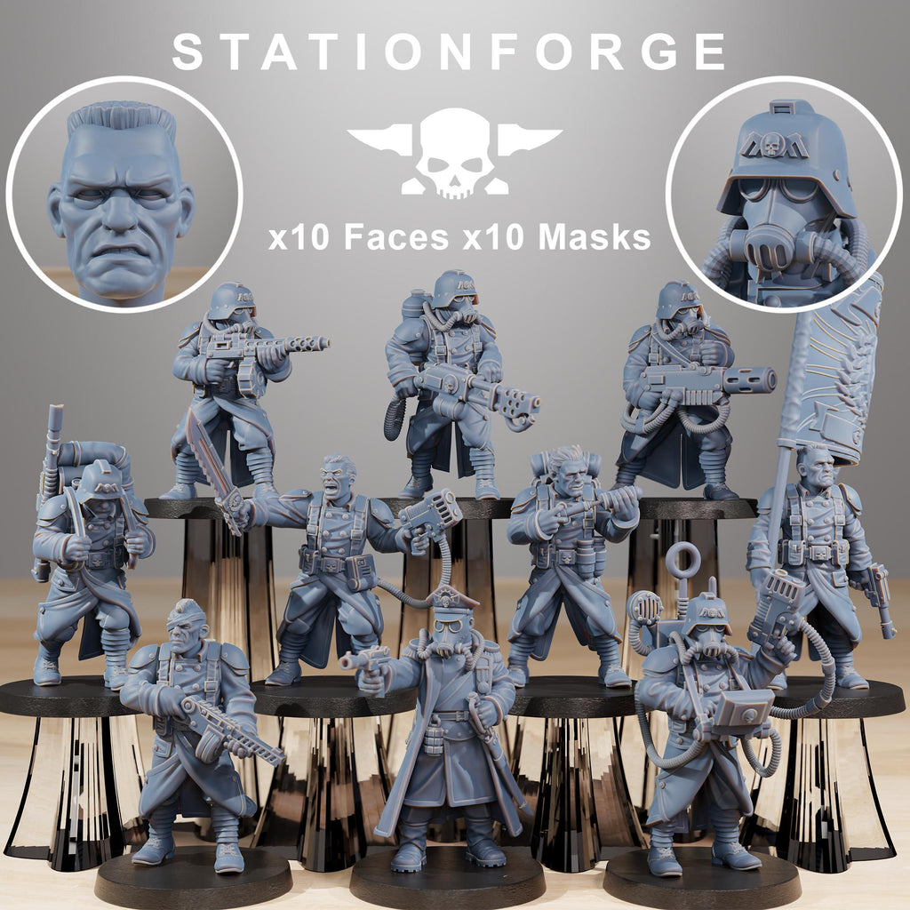 GrimGuard Combatants from StationForge/10 Wargame Miniatures +Gratis Bases