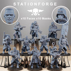 GrimGuard Combatants from StationForge/10 Wargame Miniatures +Gratis Bases