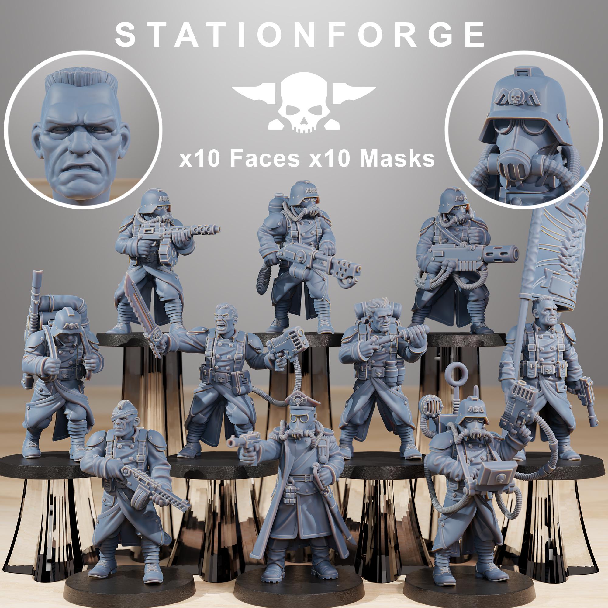 GrimGuard Combatants from StationForge/10 Wargame Miniatures +Gratis Bases