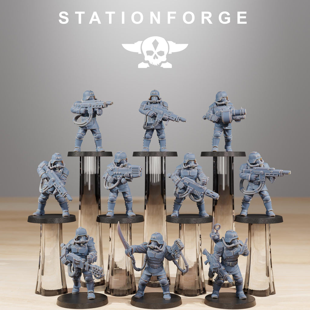 GrimGuard Commandos from StationForge/10 Wargame Miniatures +Gratis Bases