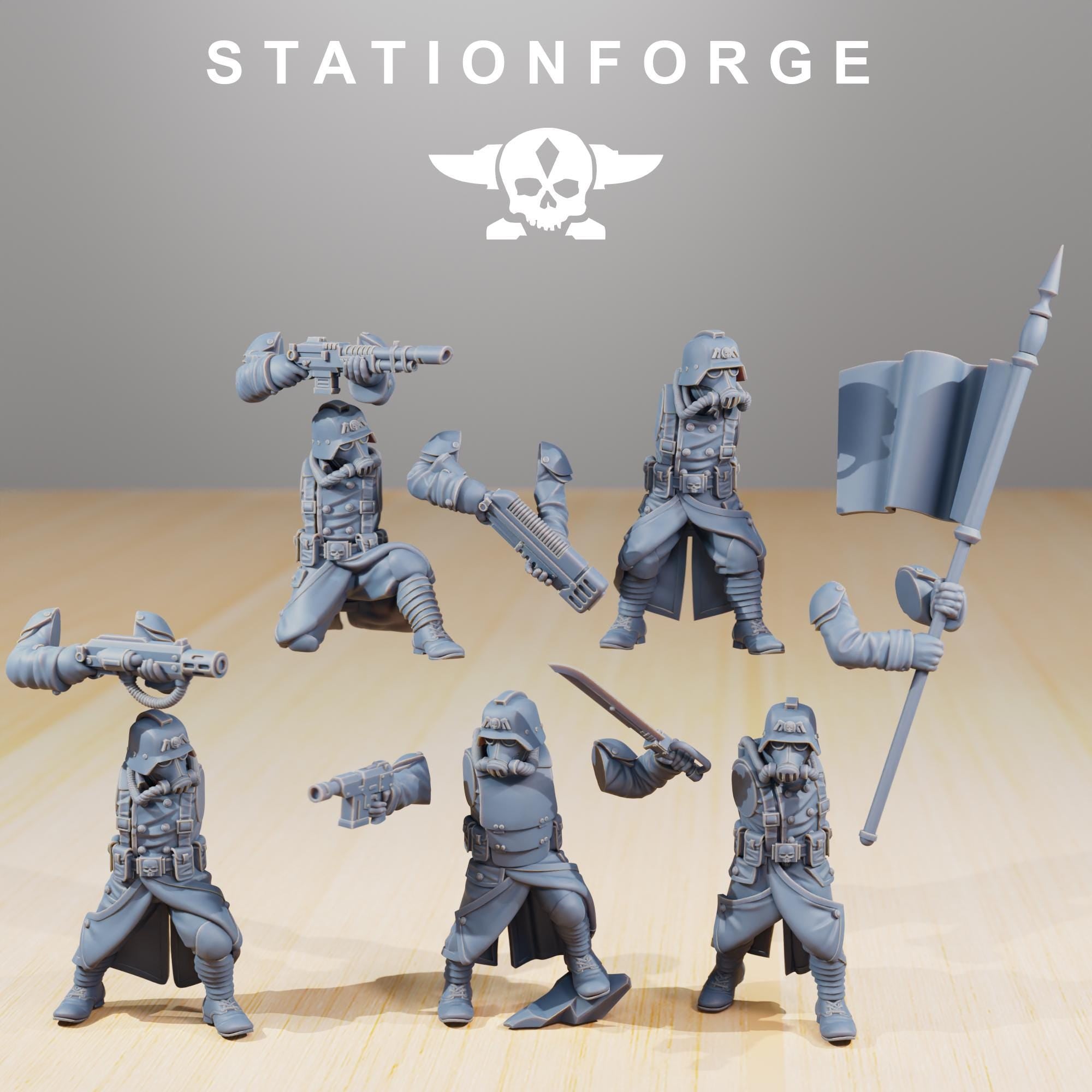 GrimGuard Command Force from StationForge/5 Wargame Miniatures +Gratis Bases