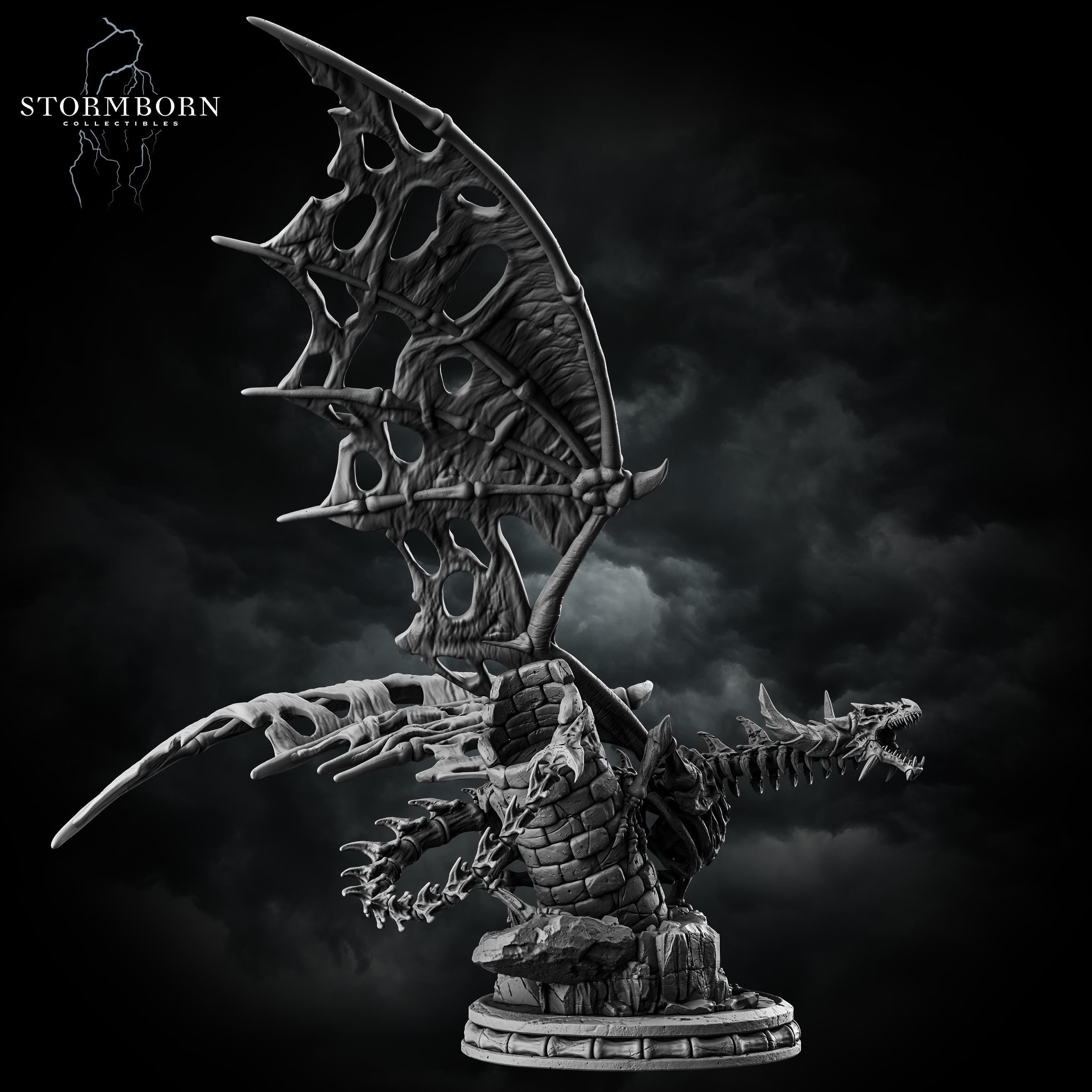 Skeletal Dragon from Stormborn Collectibles, Wargame Miniature+ Base