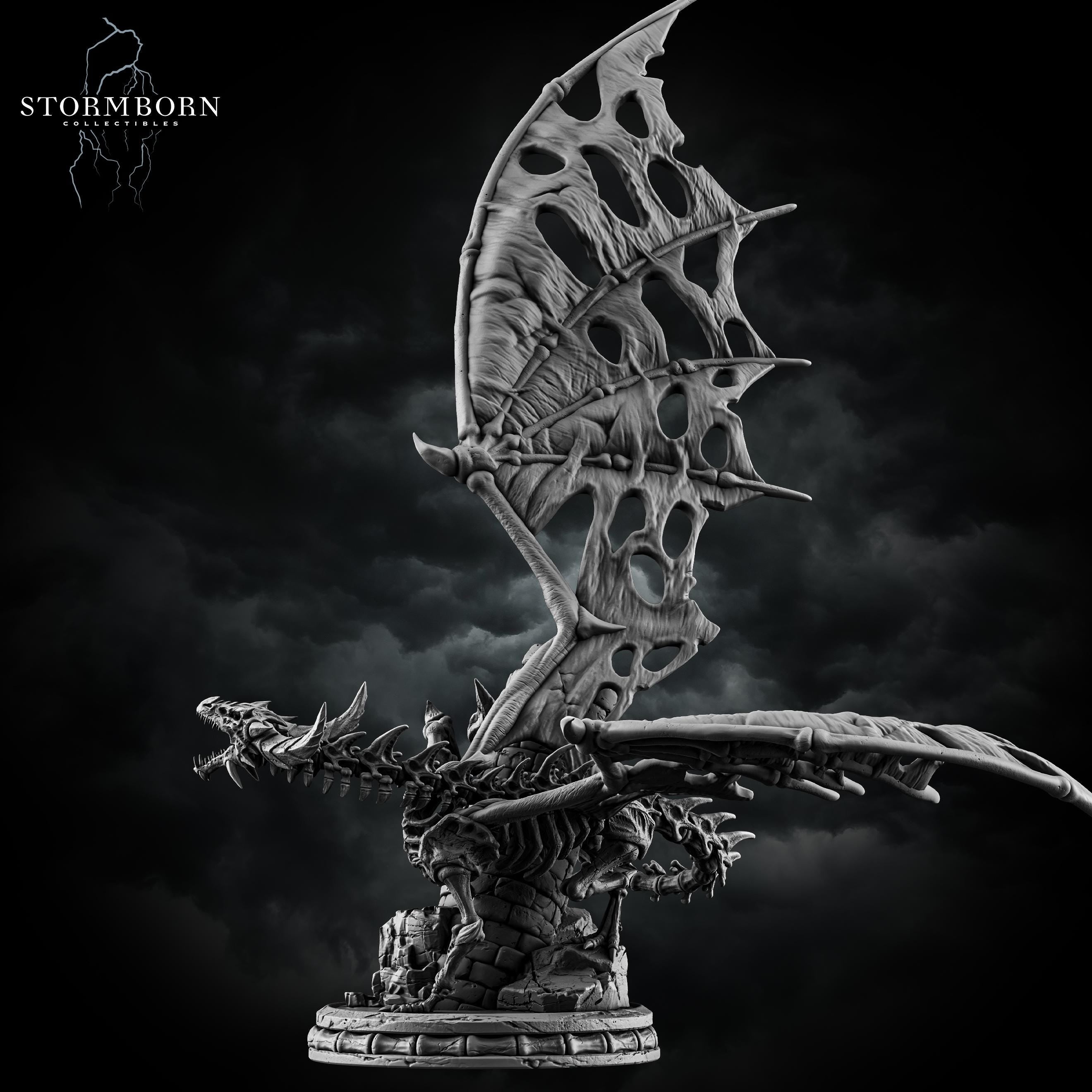 Skeletal Dragon from Stormborn Collectibles, Wargame Miniature+ Base