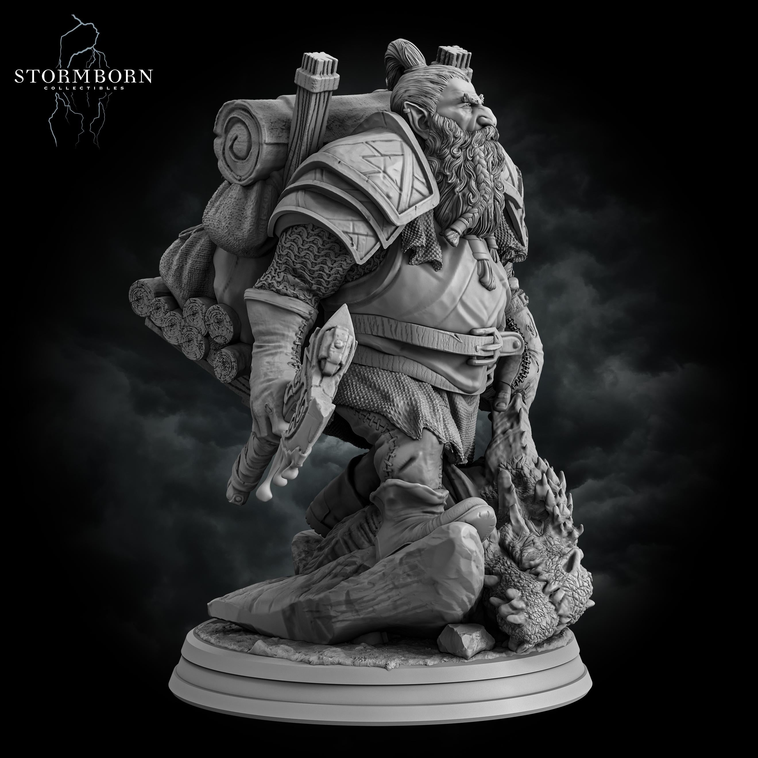Dwarven Dragon Hunter from Stormborn Collectibles, Wargame Miniature+ Gratis Base