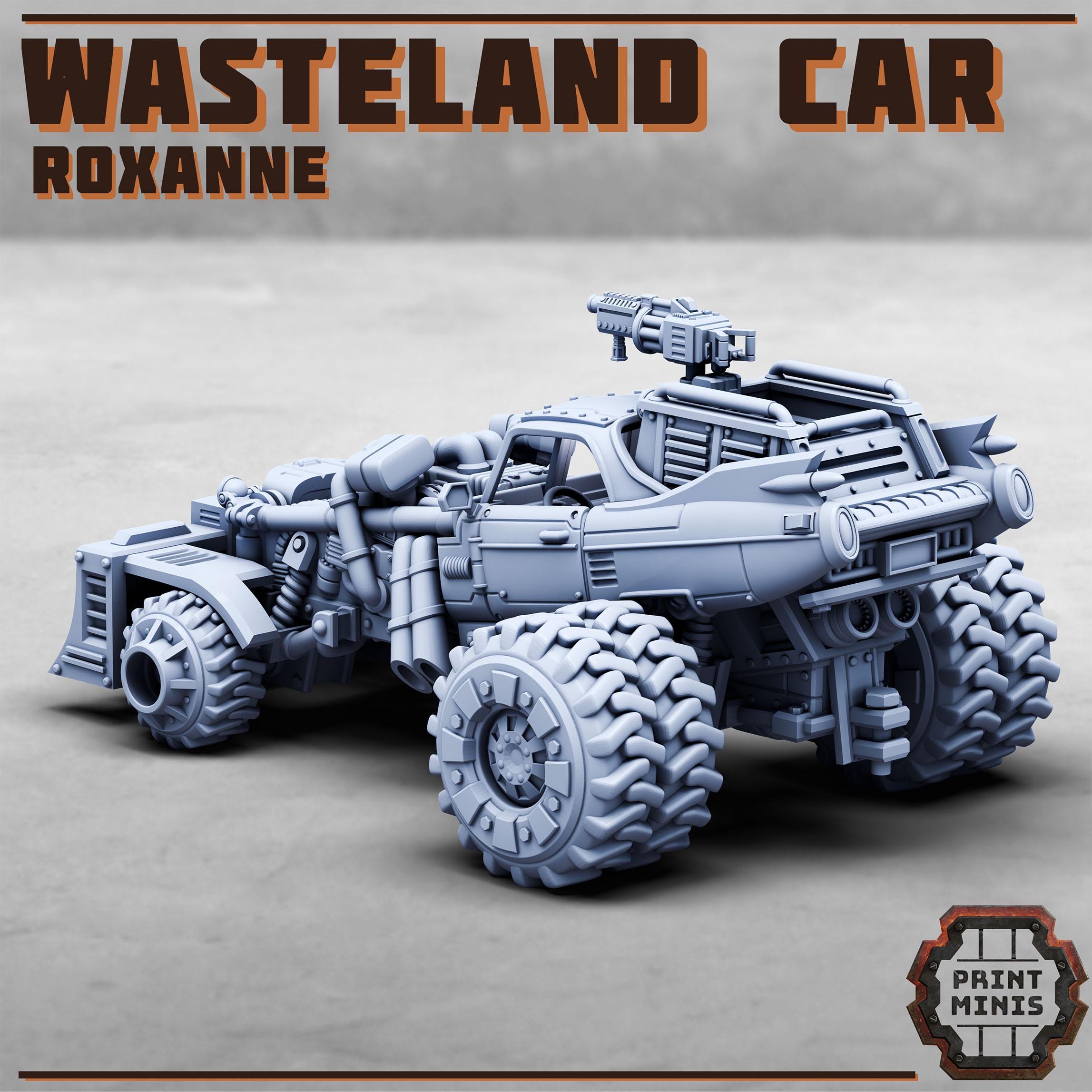 Wasteland Race Cart - Roxanne w/ Outcast Drivers full Set from PrintMinis/ Wargame, Tabletop Miniatur+ Base