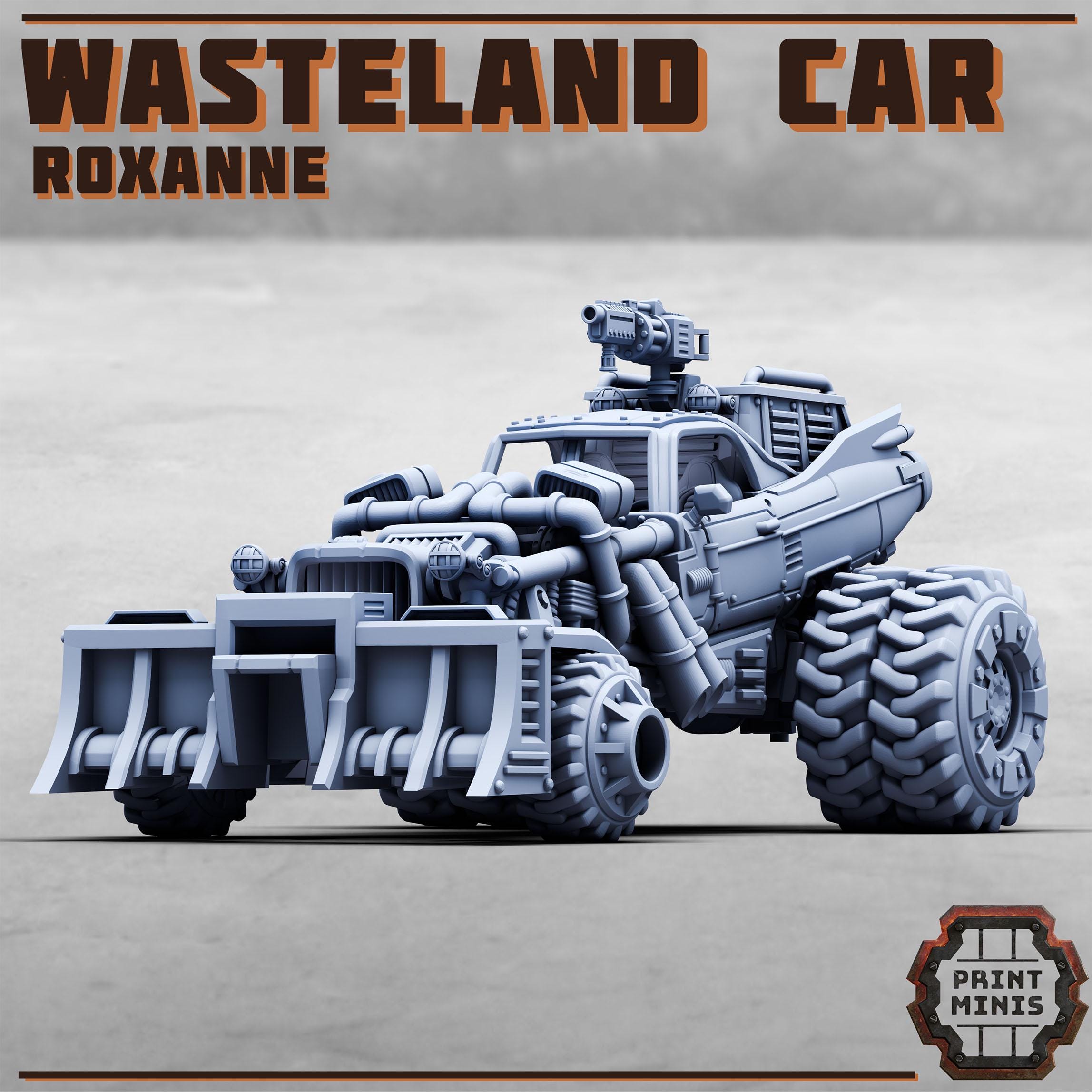 Wasteland Race Cart - Roxanne w/ Outcast Drivers full Set from PrintMinis/ Wargame, Tabletop Miniatur+ Base