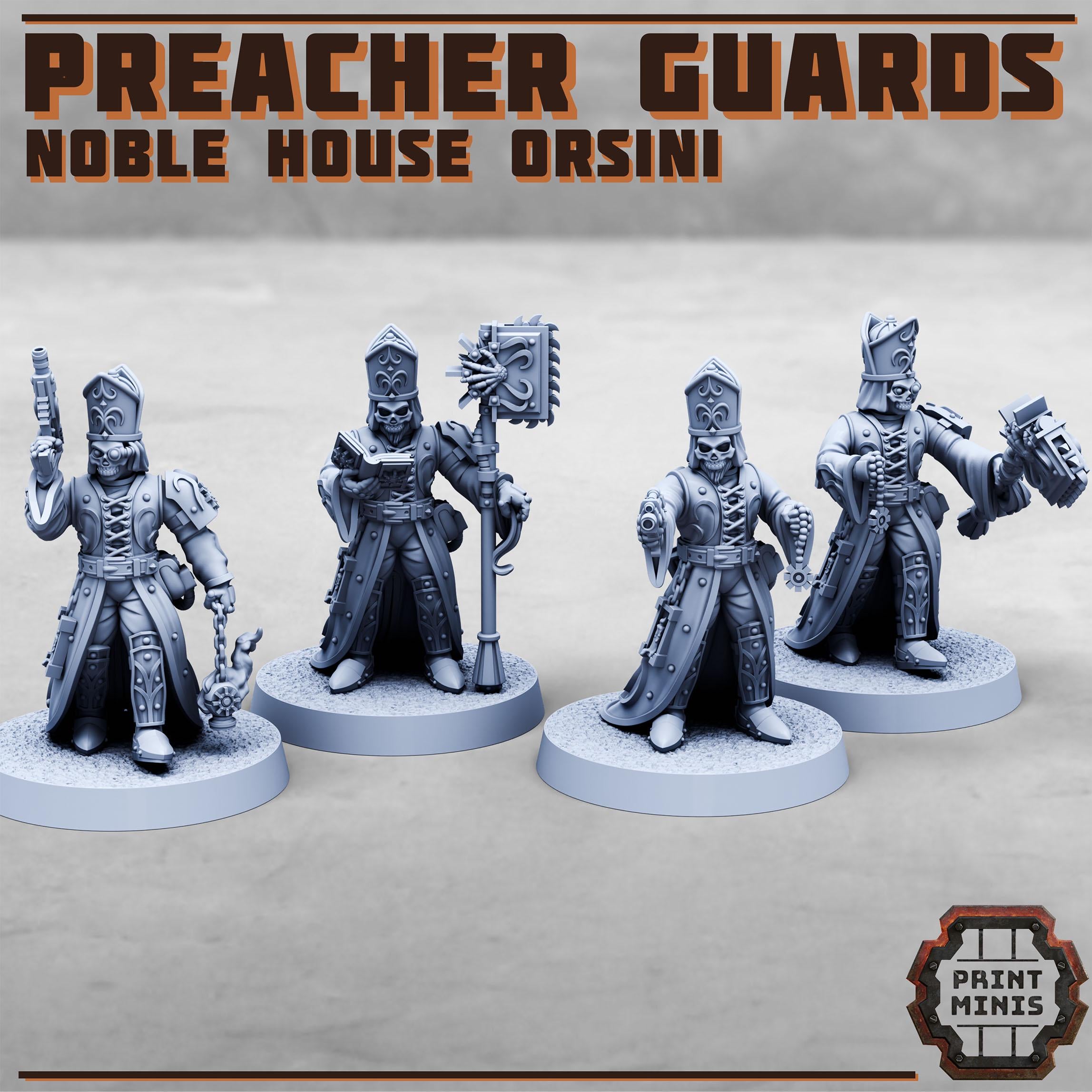 Preacher Guards - Noble House Osini from PrintMinis/ 4 Wargame, Tabletop Miniatures+ Bases