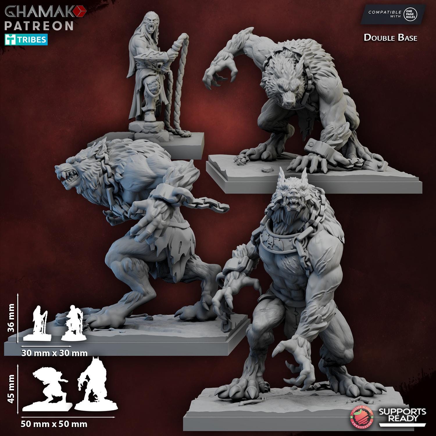 Enslaved Wyrkallas from Ghamak, 4 Wargame Miniatures+ Gratis Bases