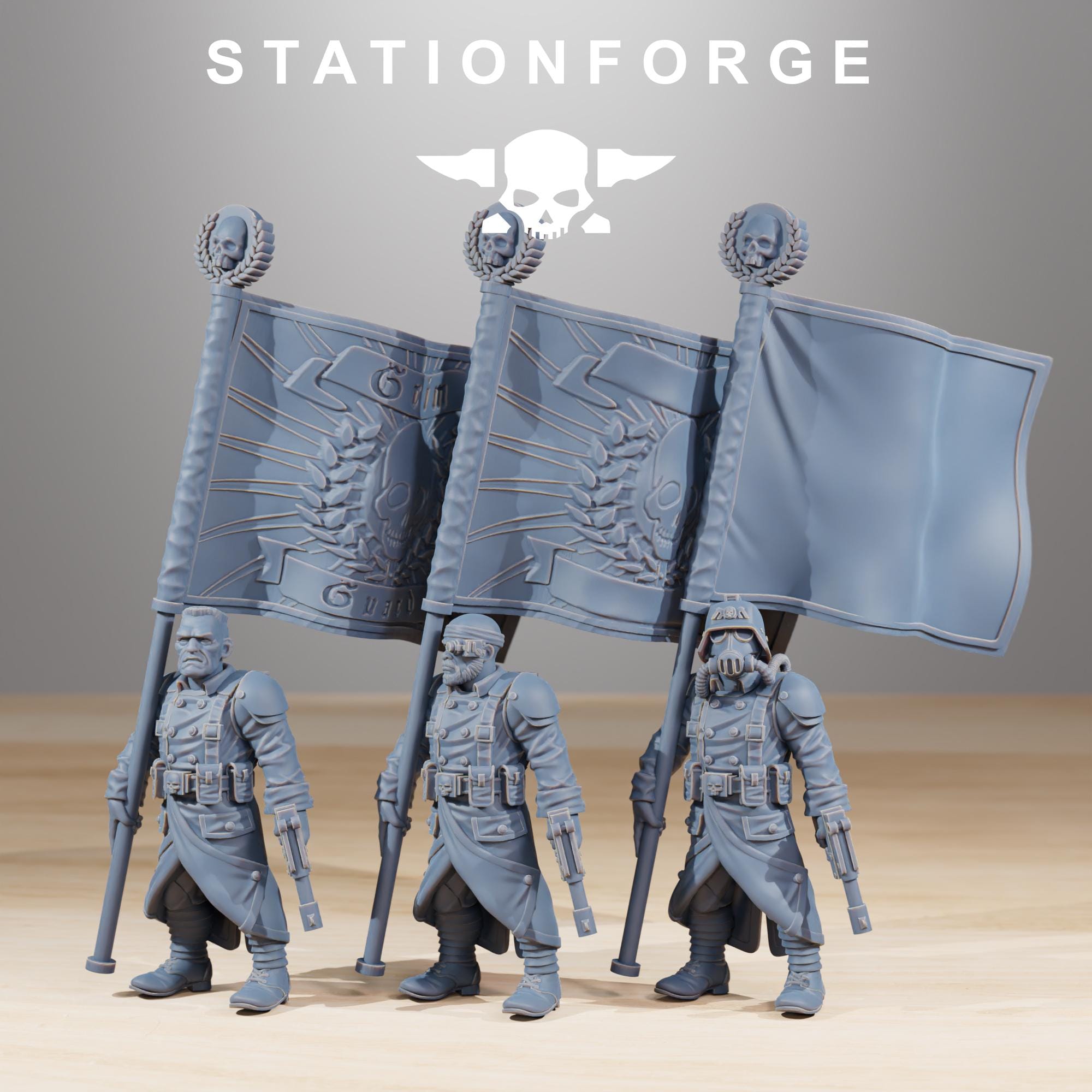 GrimGuard Combatants from StationForge/10 Wargame Miniatures +Gratis Bases