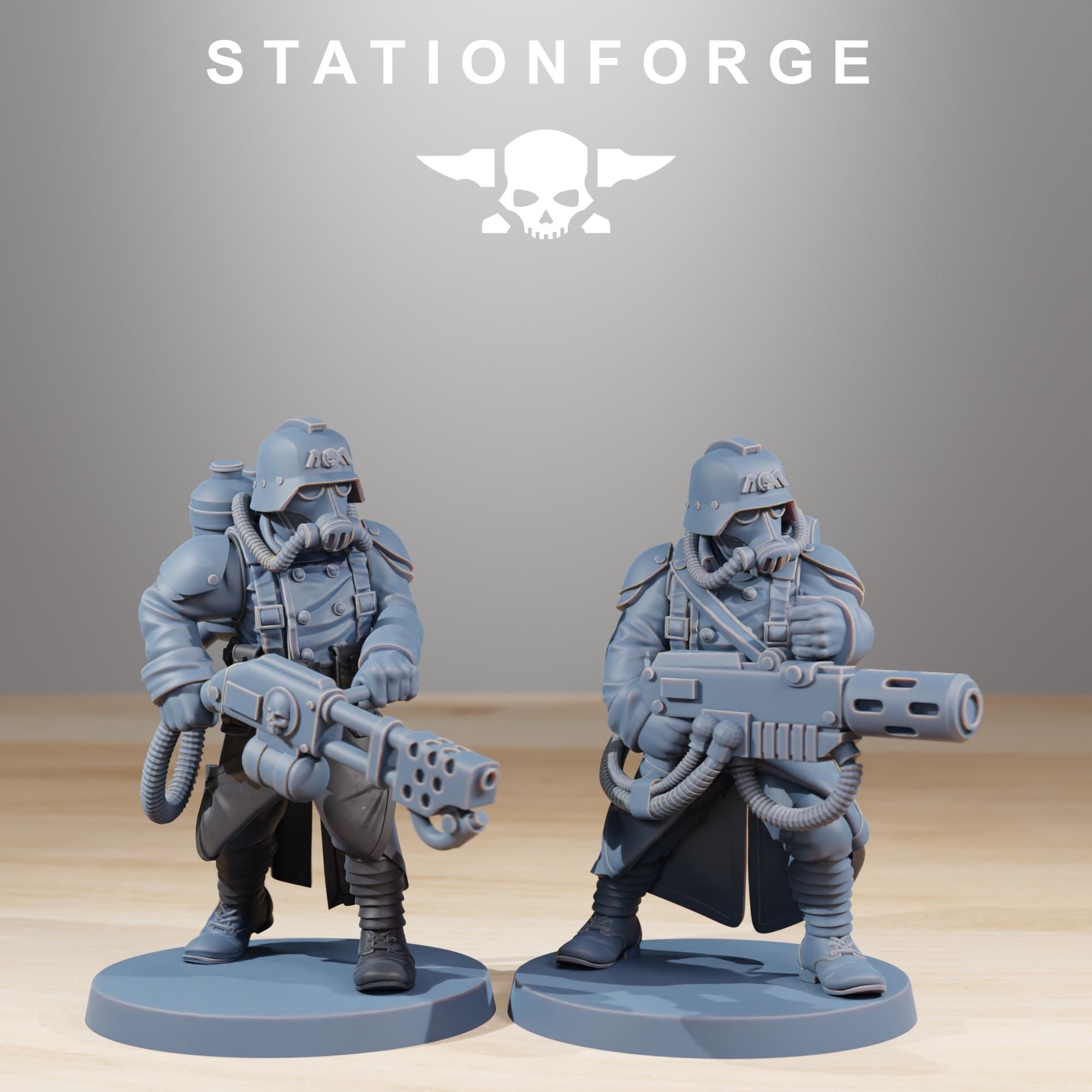 GrimGuard Combatants from StationForge/10 Wargame Miniatures +Gratis Bases