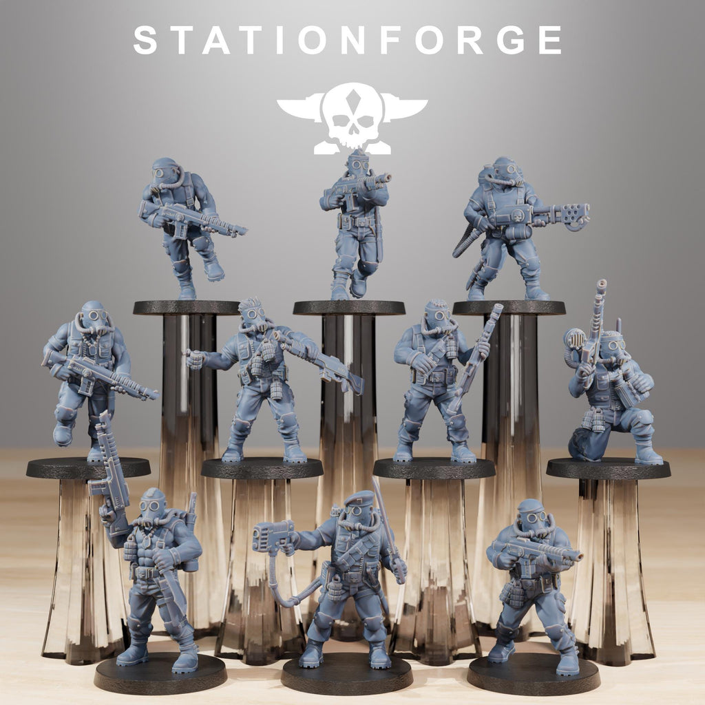 GrimGuard Jungle Fighters from StationForge/10 Wargame Miniatures +Gratis Bases