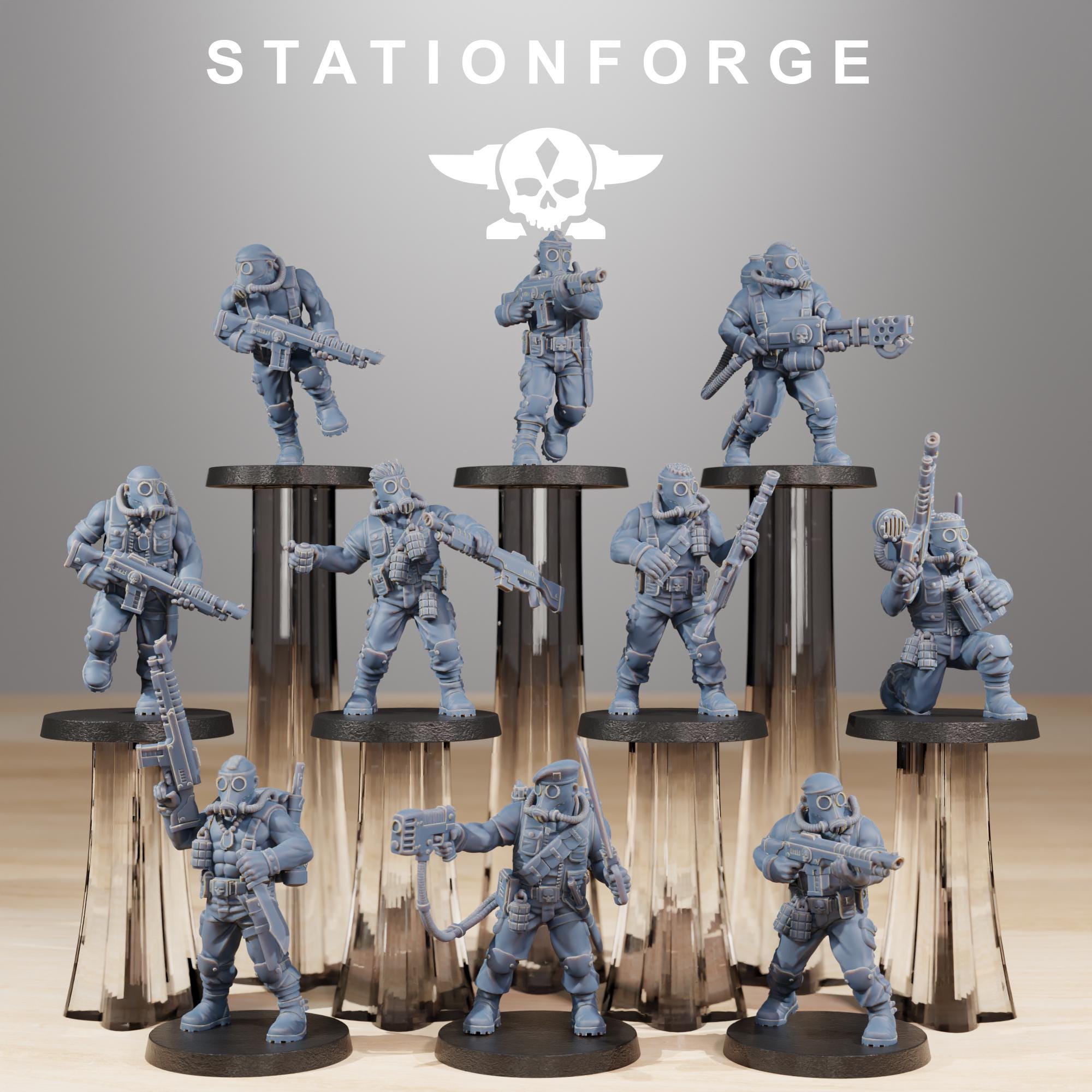 GrimGuard Jungle Fighters from StationForge/10 Wargame Miniatures +Gratis Bases
