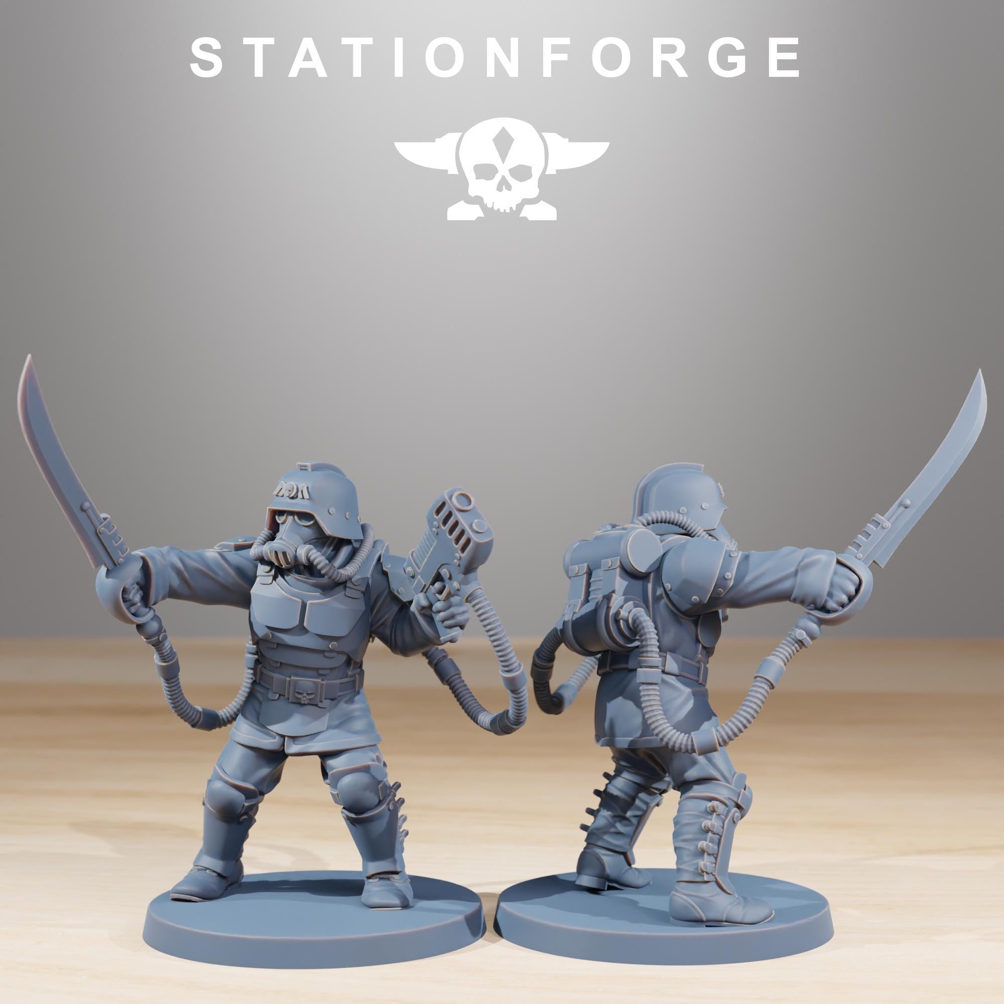 GrimGuard Commandos from StationForge/10 Wargame Miniatures +Gratis Bases
