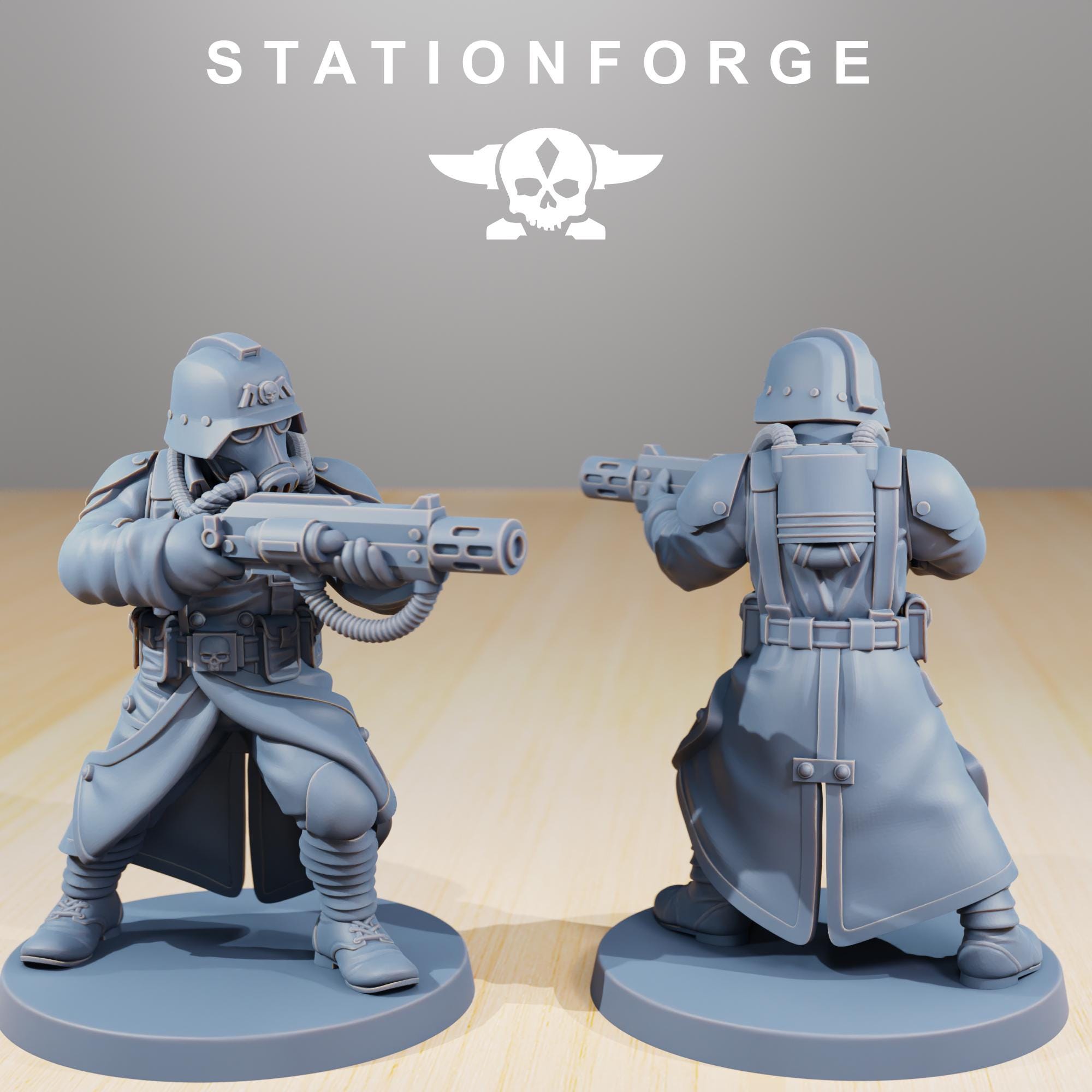 GrimGuard Command Force from StationForge/5 Wargame Miniatures +Gratis Bases