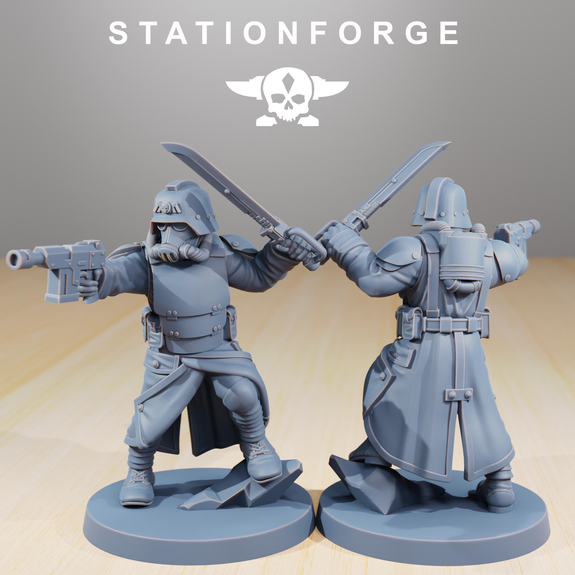 GrimGuard Command Force from StationForge/5 Wargame Miniatures +Gratis Bases
