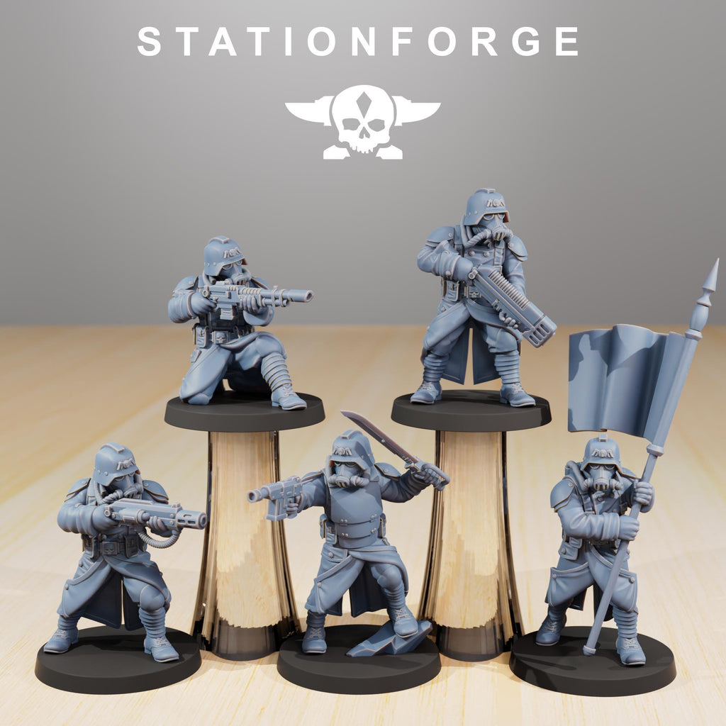 GrimGuard Command Force from StationForge/5 Wargame Miniatures +Gratis Bases