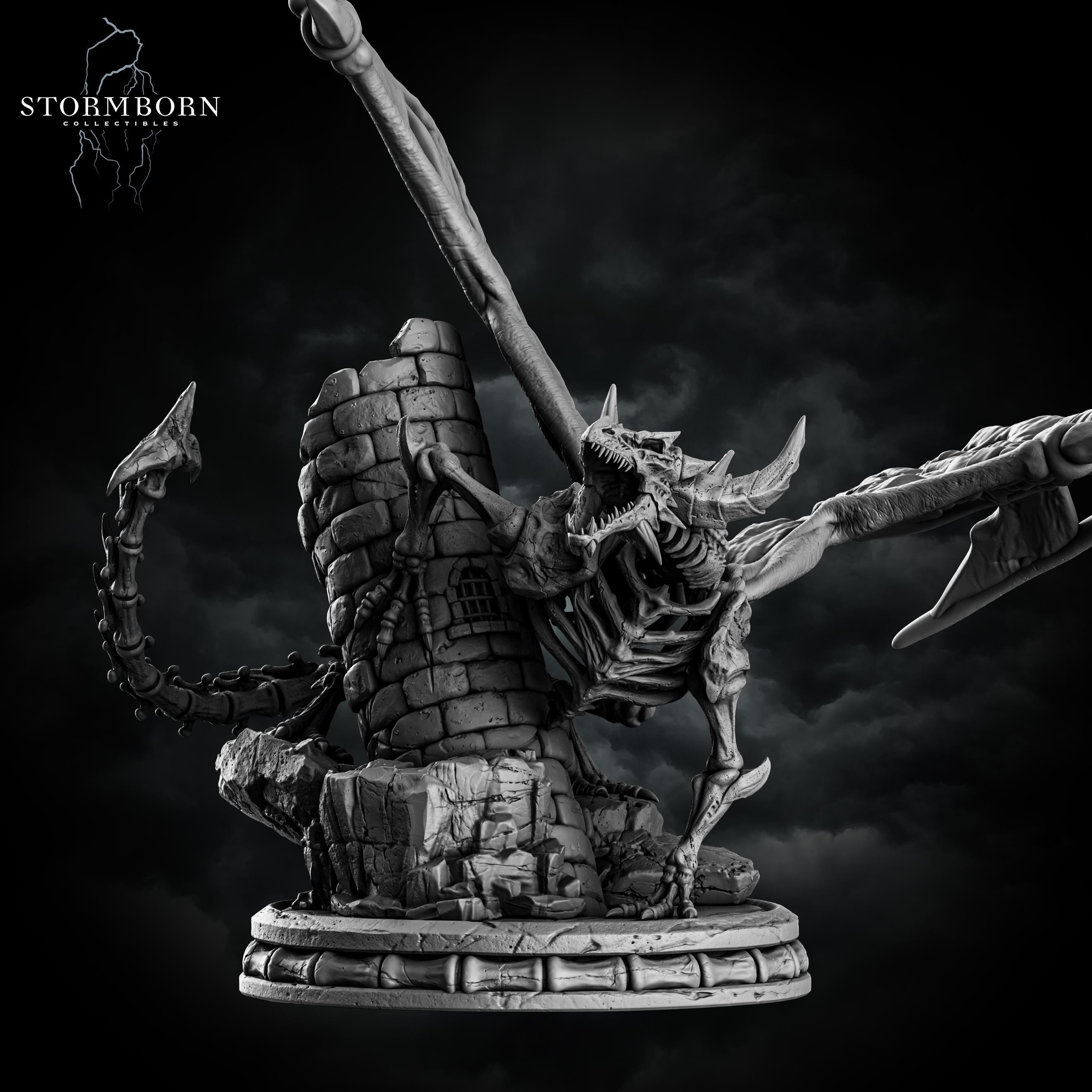 Skeletal Dragon from Stormborn Collectibles, Wargame Miniature+ Base