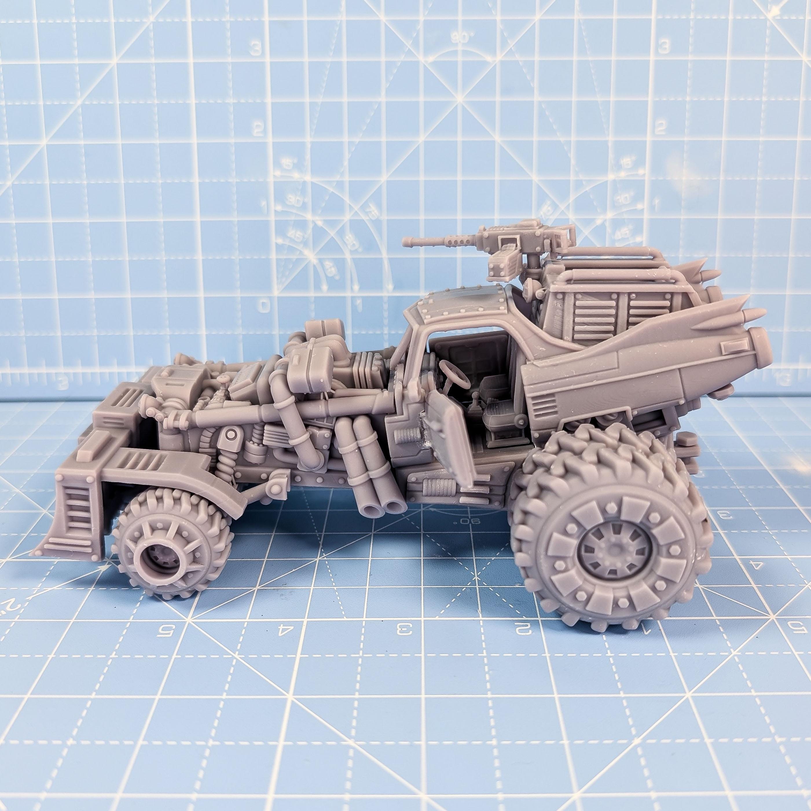Wasteland Race Cart - Roxanne w/ Outcast Drivers full Set from PrintMinis/ Wargame, Tabletop Miniatur+ Base