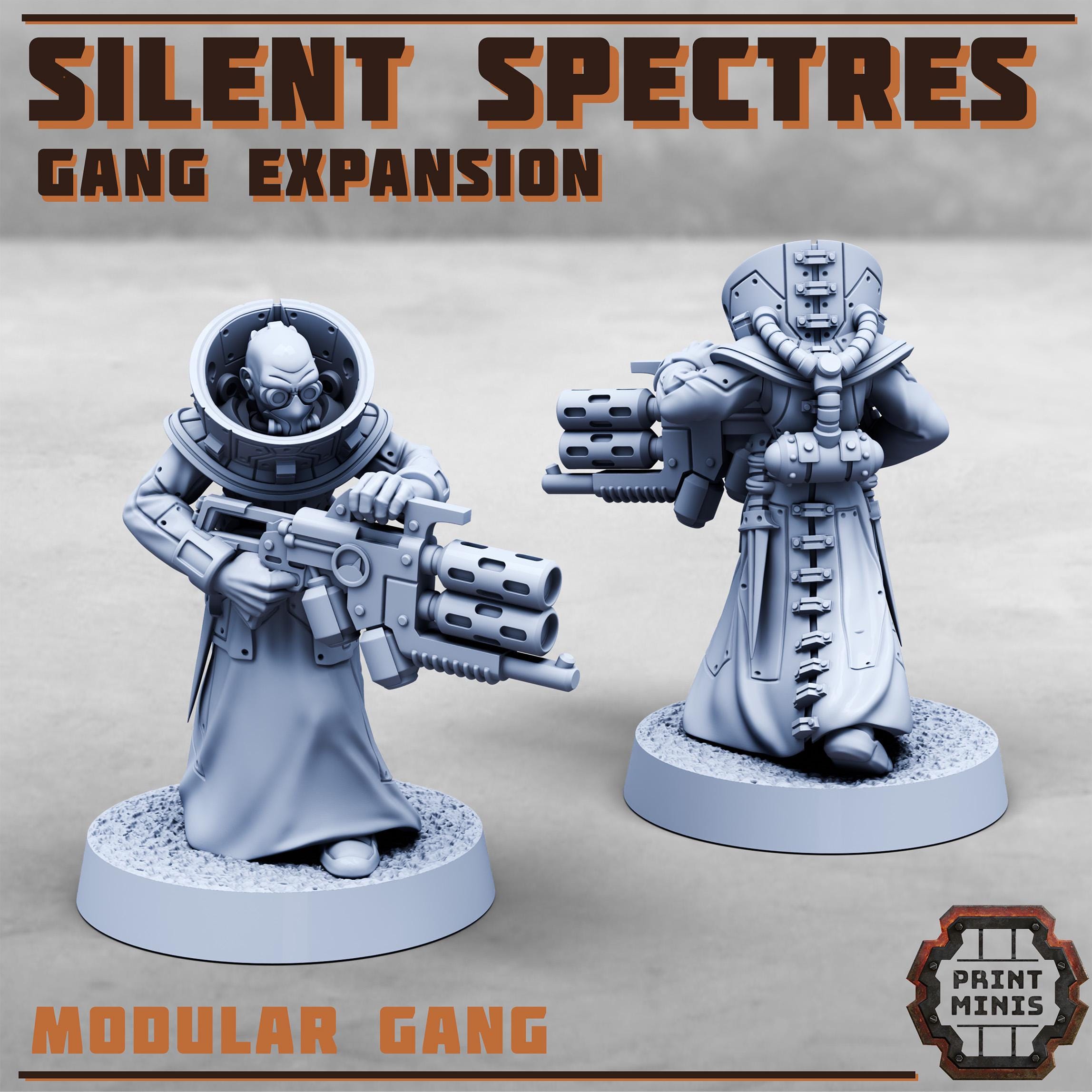 Silent Spectres - Gang Expansion from PrintMinis/ 8 Wargame, Tabletop Miniatures+ Bases