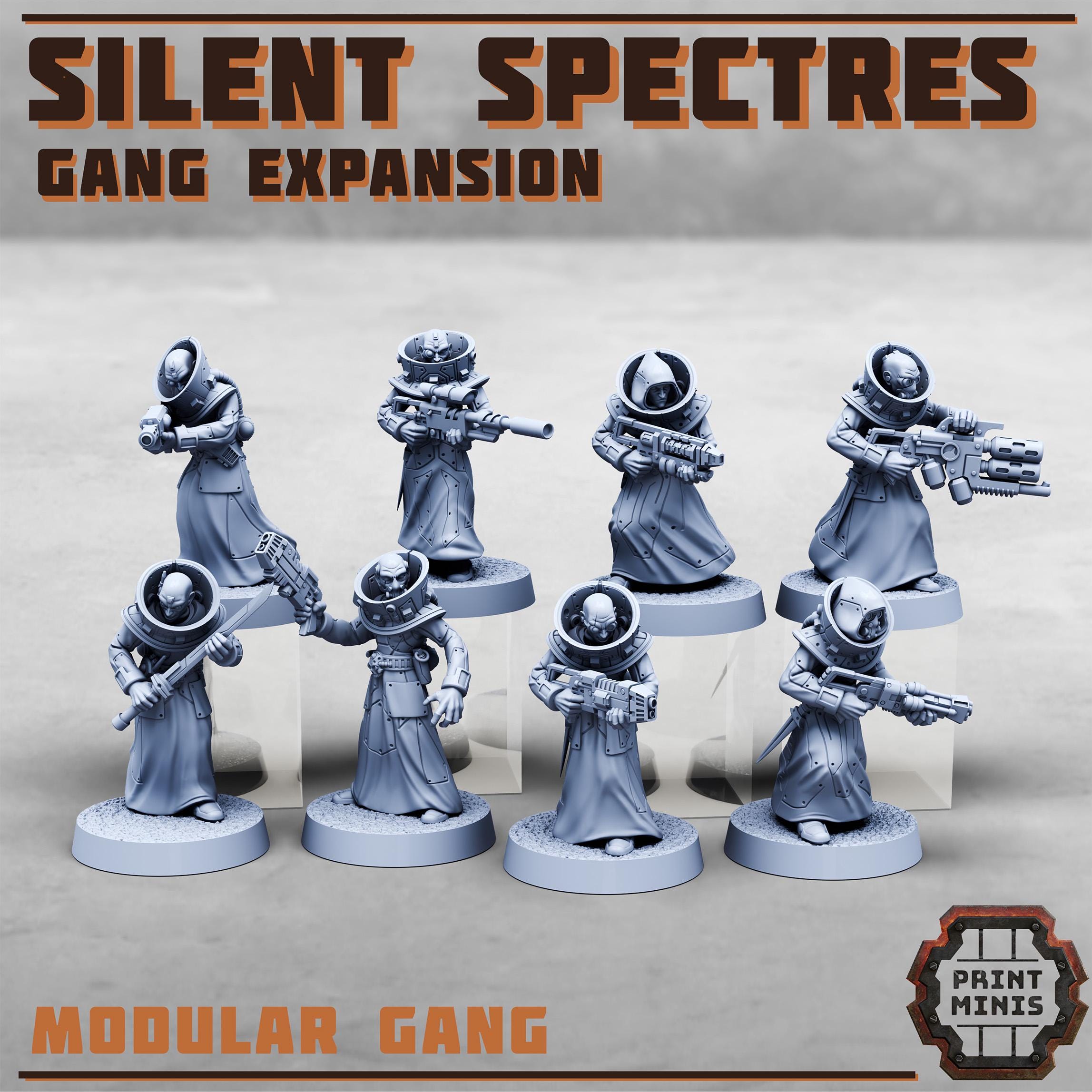 Silent Spectres - Gang Expansion from PrintMinis/ 8 Wargame, Tabletop Miniatures+ Bases