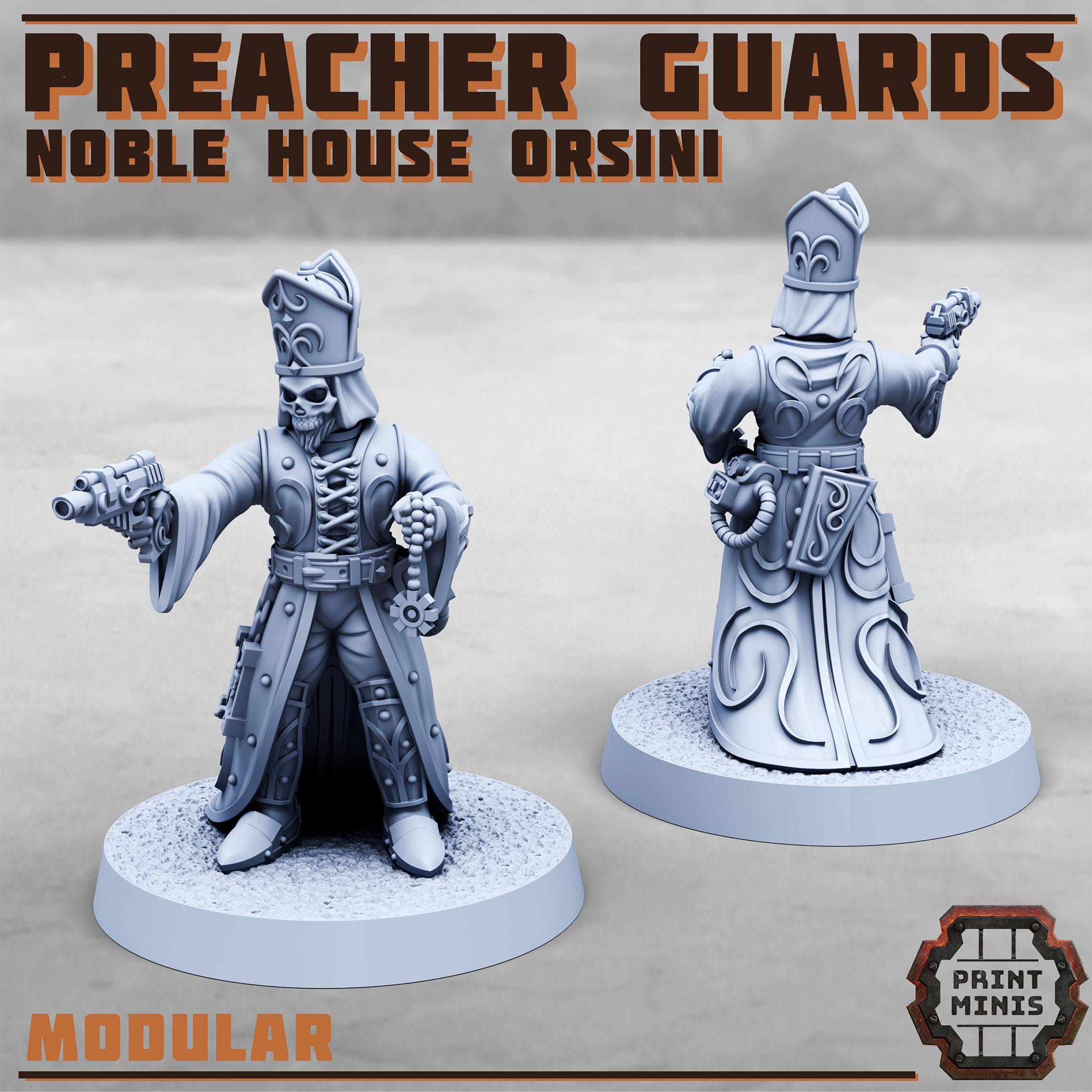Preacher Guards - Noble House Osini from PrintMinis/ 4 Wargame, Tabletop Miniatures+ Bases