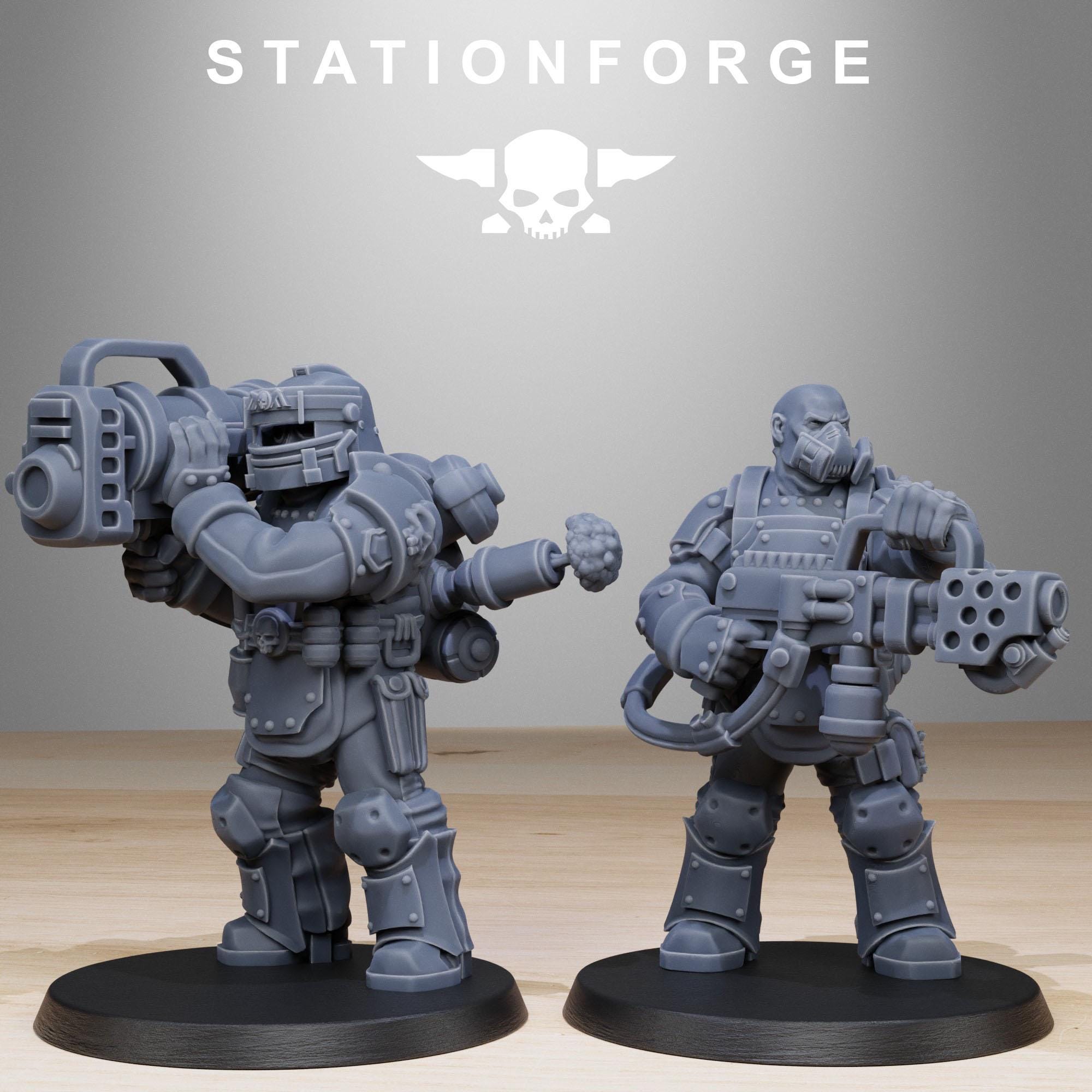 GrimGuard Armored Squad  from StationForge/10 Miniatures +Gratis Bases