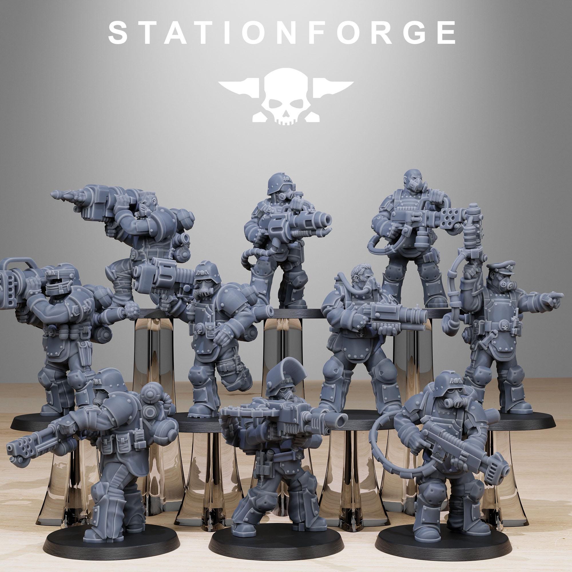 GrimGuard Armored Squad  from StationForge/10 Miniatures +Gratis Bases