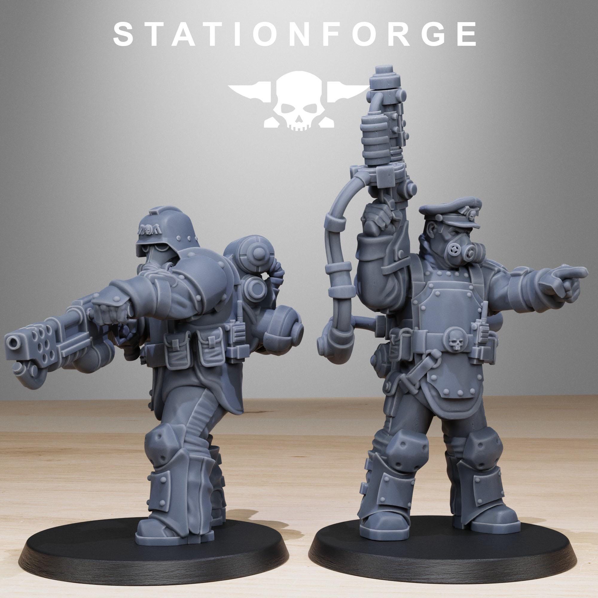 GrimGuard Armored Squad  from StationForge/10 Miniatures +Gratis Bases